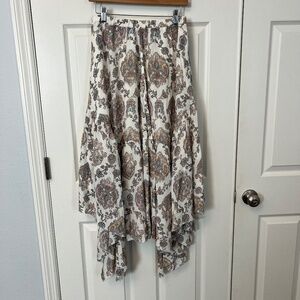Frye Boho Asymmetric Handkerchief Hem Paisley Floral Hippie Granola Skirt XS